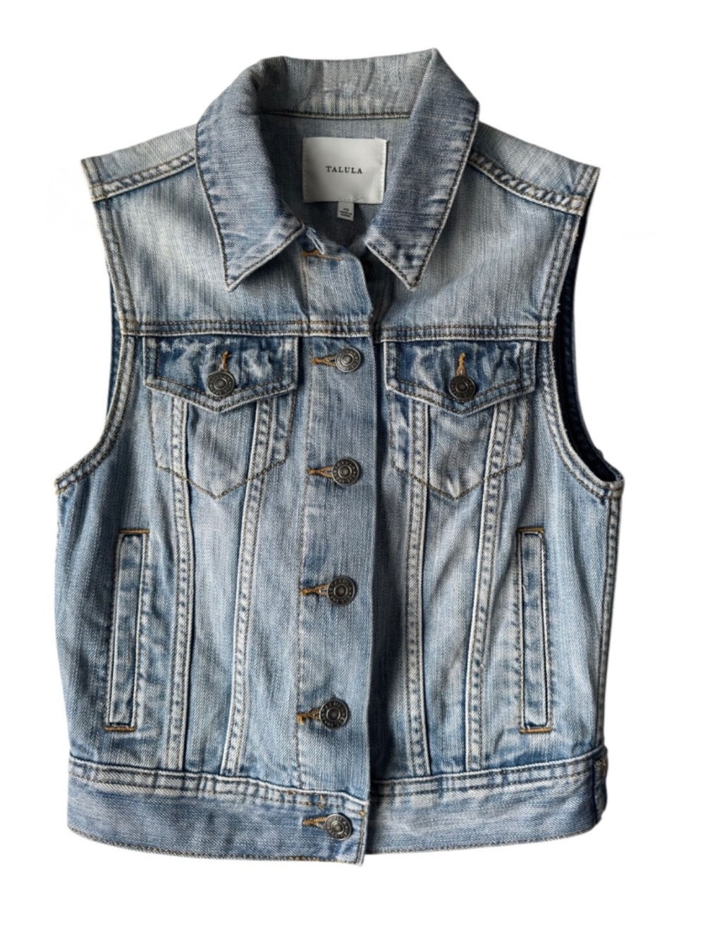 Aritzia - Talula - Atami Sleeveless Cropped Denim Vest - Light Wash - Size XS